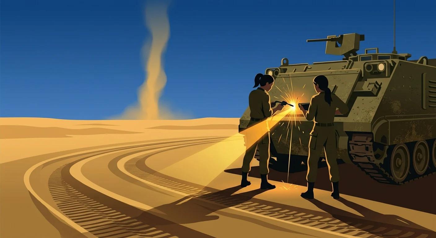 Oficiales femeninas de FDI reparan vehículos bajo fuego en combate